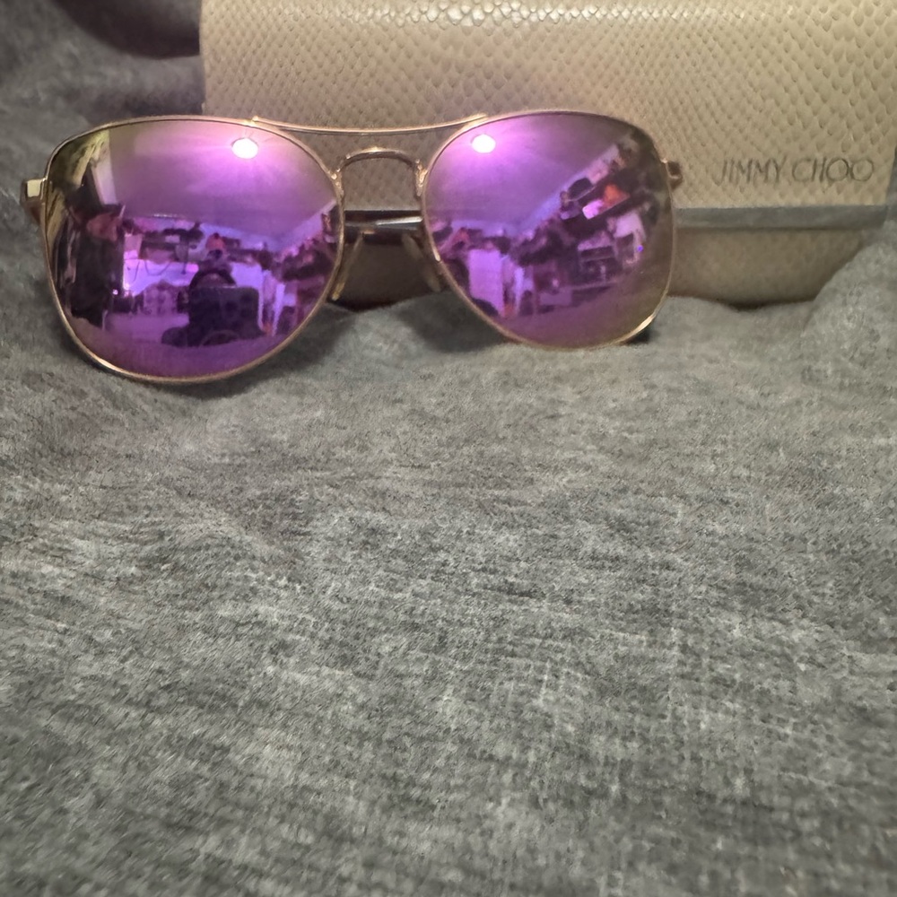 Jimmy Choo Gold Frame Sunglasses with Pink Lenses